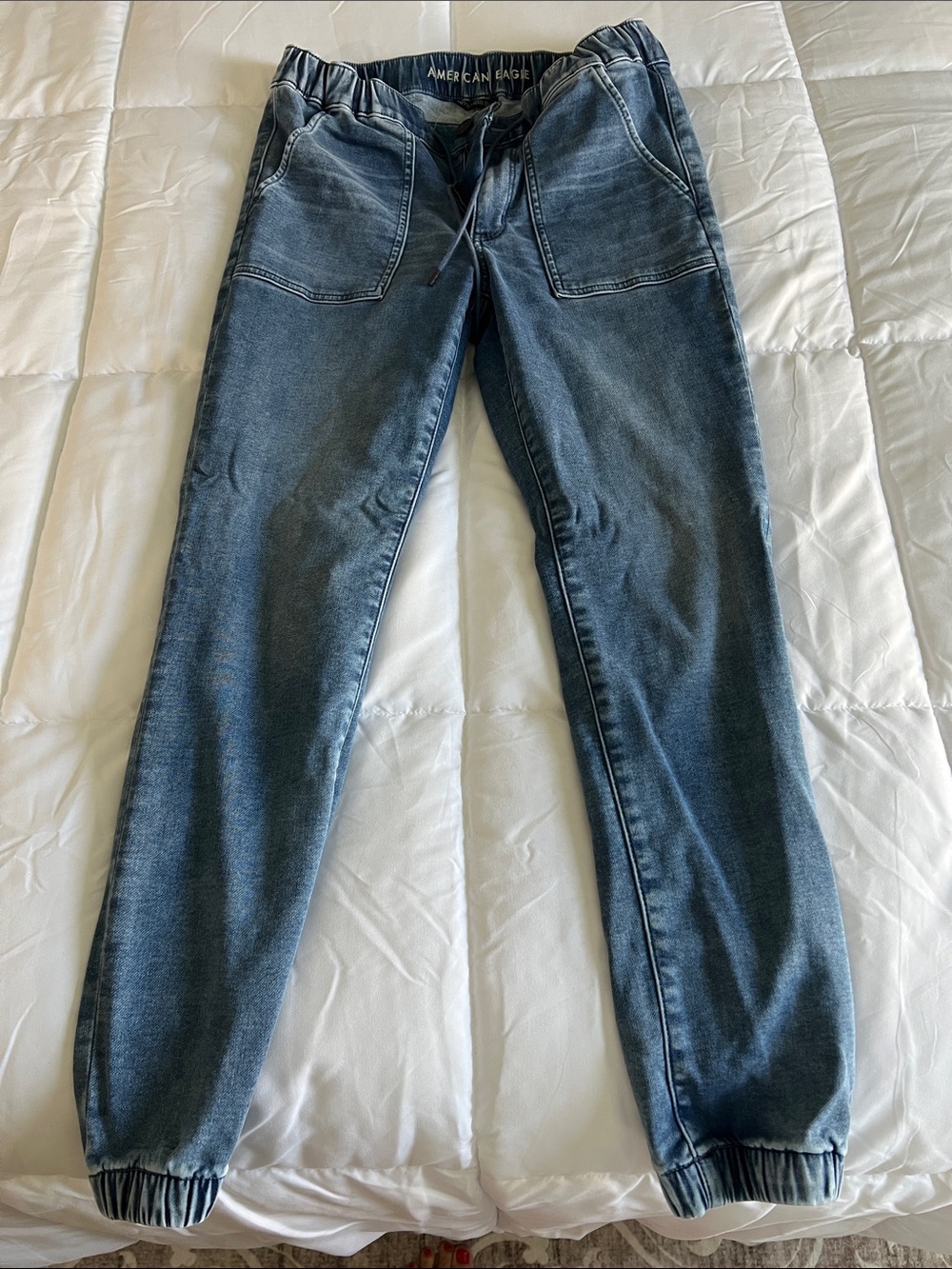 American Eagle Light Blue Denim Jogger Waistband Pants